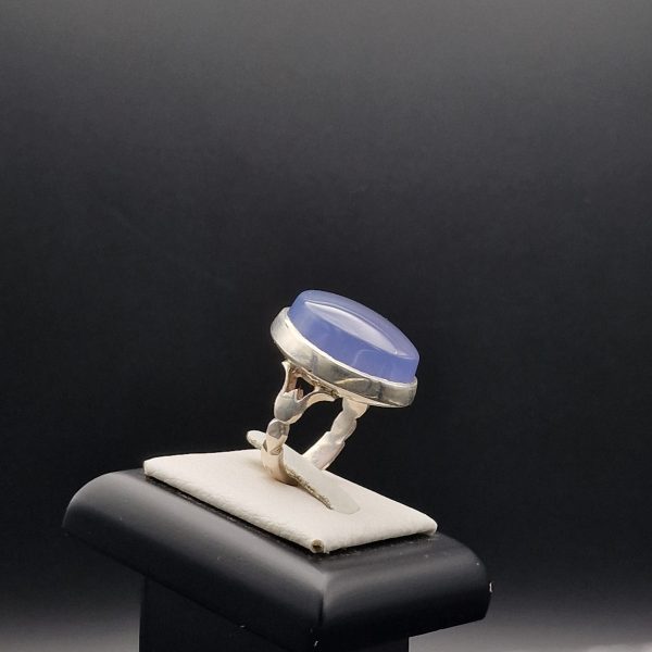 Yemeni Aqeeq Agate Ring | Handmade Silver Ring |  Natural Blue Agate Stone