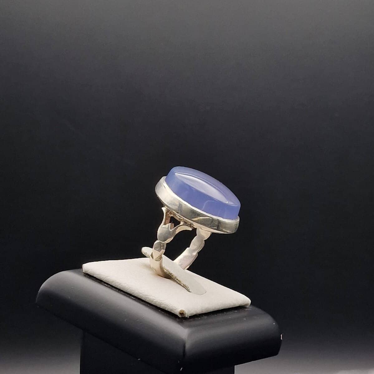 Yemeni Aqeeq Agate Ring | Handmade Silver Ring |  Natural Blue Agate Stone