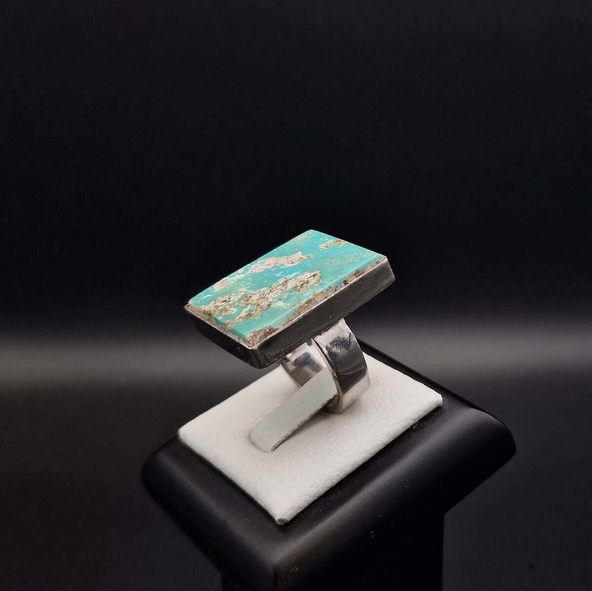 Natural Turquoise Handmade Silver Ring - Square cut - Fairuz