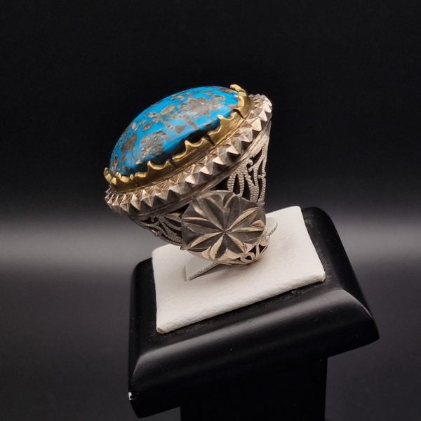 Natural massive Turquoise Handmade Silver Ring - Oval - Fairuz