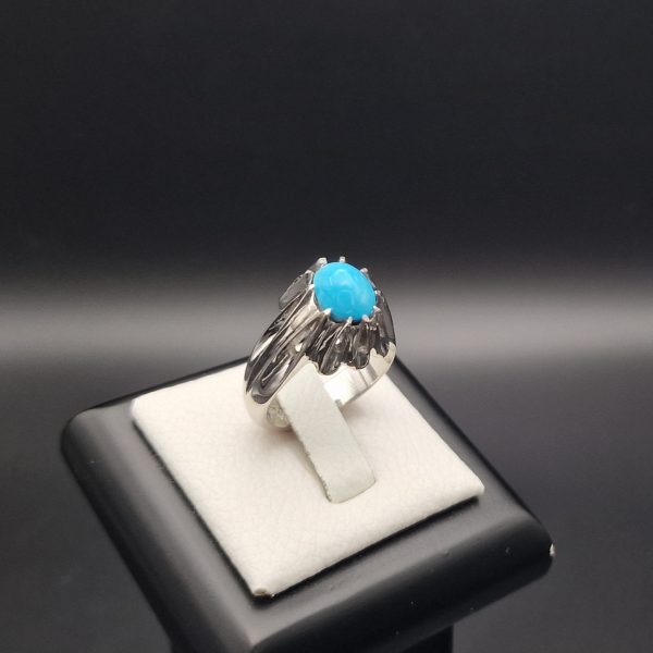 Natural Turquoise Handmade Silver Ring -Oval - Fairuz