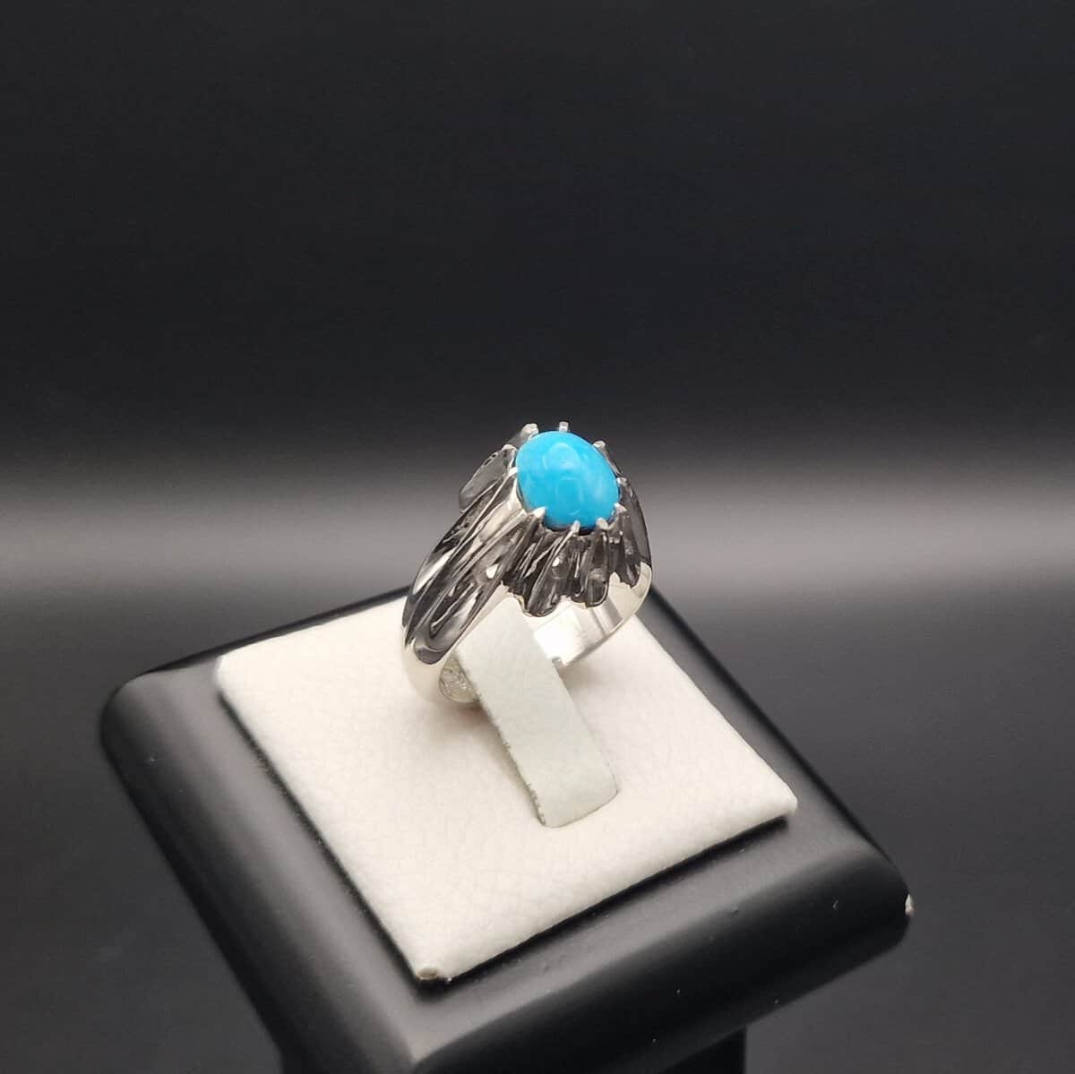Natural Turquoise Handmade Silver Ring -Oval - Fairuz