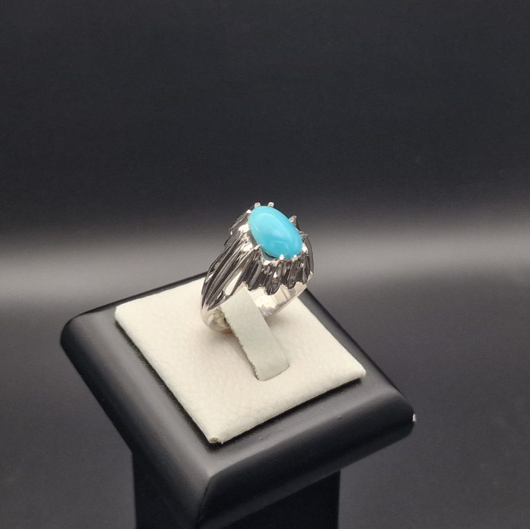 Natural Turquoise Handmade Silver Ring - Classic Oval - Fairuz
