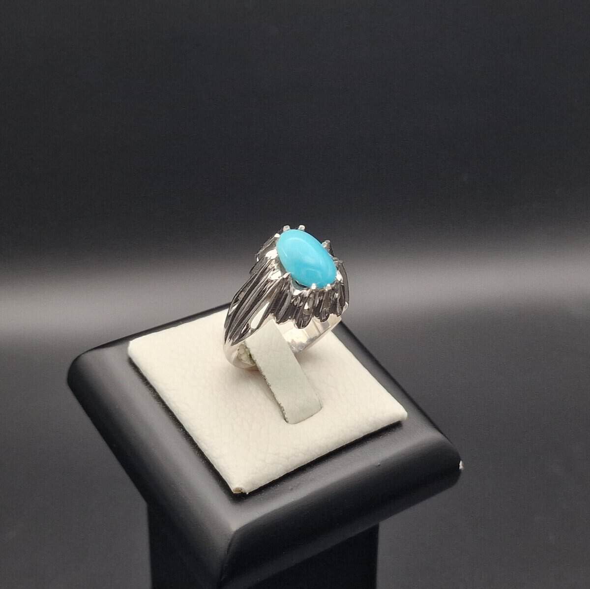 Natural Turquoise Handmade Silver Ring - Classic Oval - Fairuz