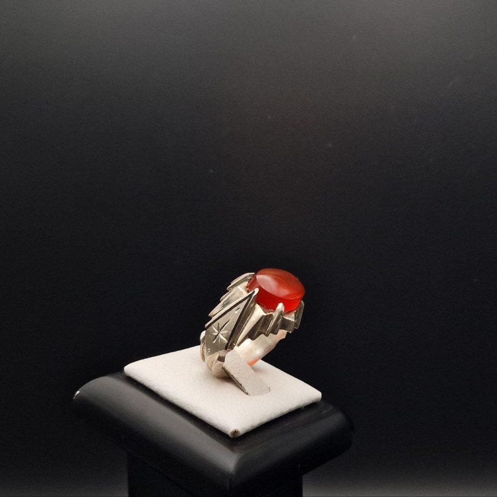 Yemeni Red Aqeeq – Silver Ring – Handcrafted