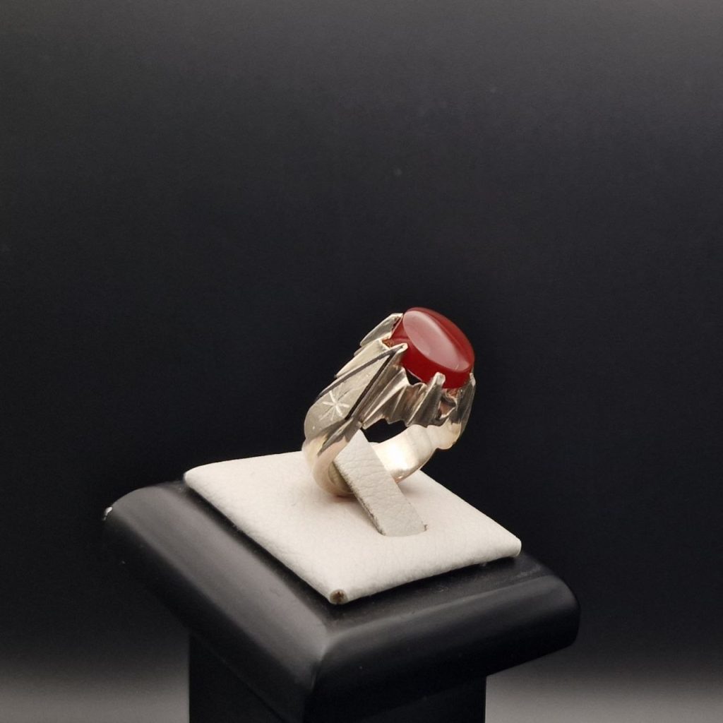 Yemeni Red Aqeeq – Silver Ring – Handcrafted