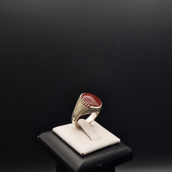 Yemeni Red Agate - Silver Ring – Handcrafted (Aqeeq)