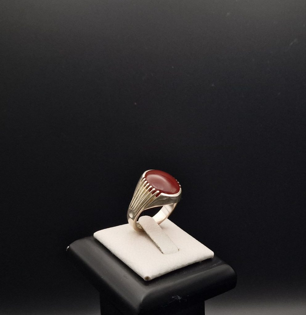 Yemeni Red Agate – Silver Ring – Handcrafted (Aqeeq)